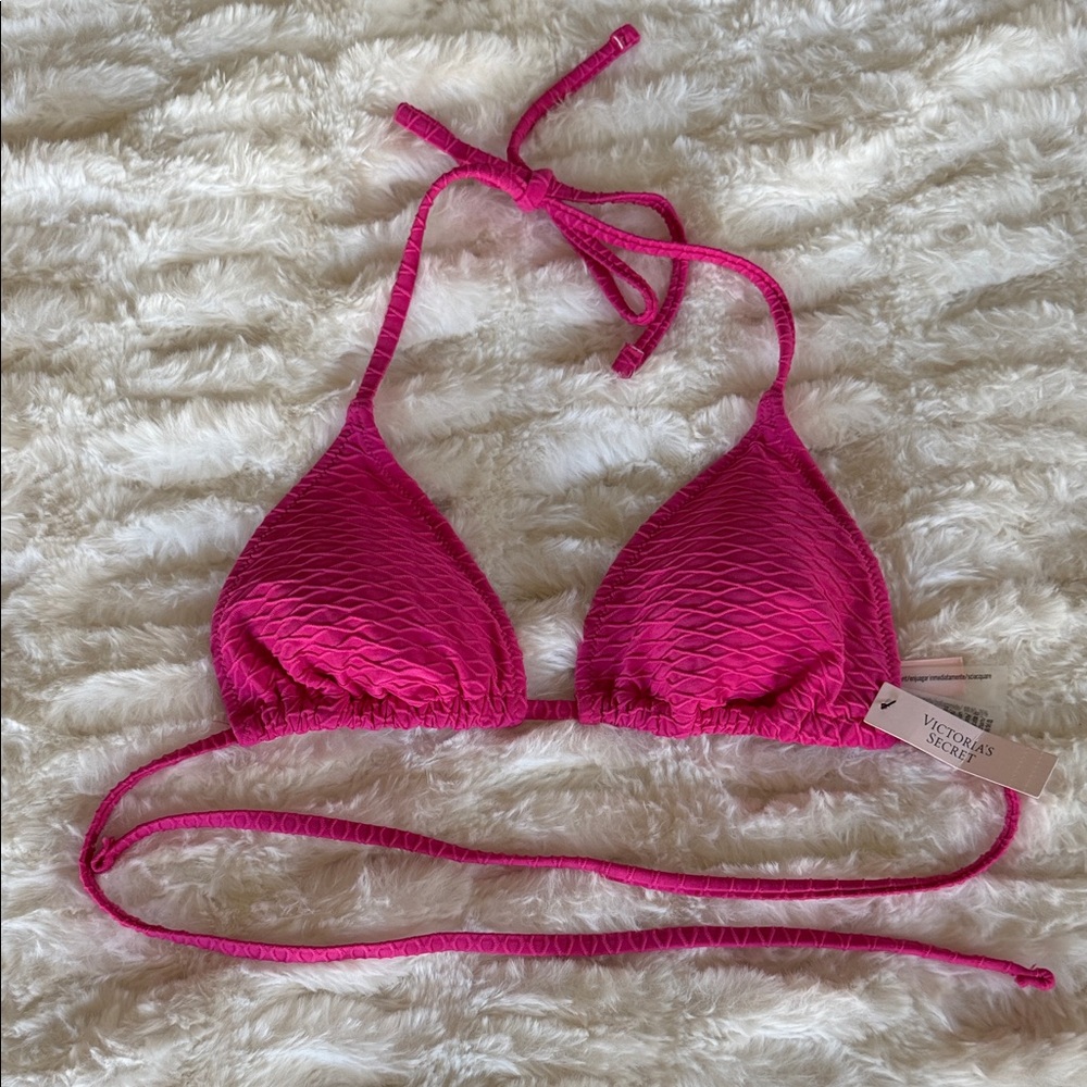 Victoria's Secret Bright Pink Textured Triangle Bikini Top
